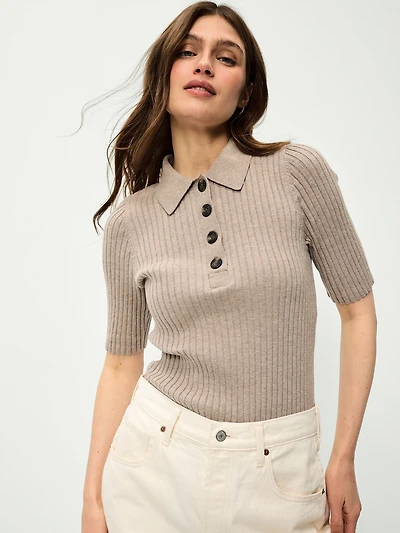 Short-Sleeve Ribbed Polo
