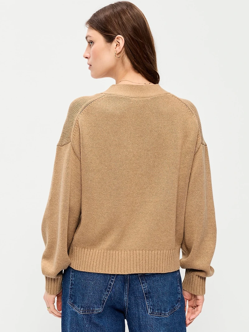 Relaxed V-Neck Cardigan Sweater