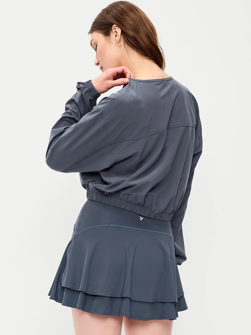 Zip-Front Cropped Tennis Jacket