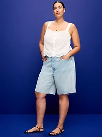 Mid-Rise Baggy Jean Shorts - 9-inch inseam