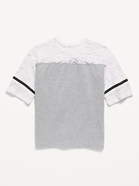 Oversized Lace Football-Style T-Shirt for Girls
