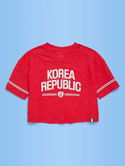 FIFA World Cup 26™ Korea Republic Boxy Lace V-Neck T-Shirt for Girls