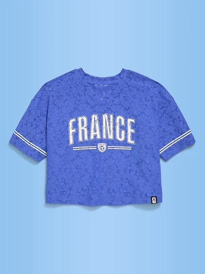 FIFA World Cup 26™ France Boxy Lace V-Neck T-Shirt for Girls