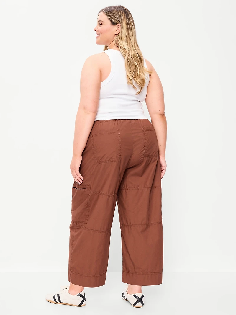 Mid-Rise Cropped Barrel-Leg Utility Pants
