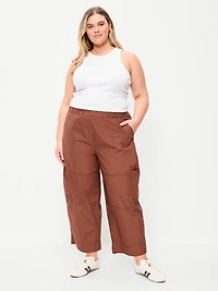 Mid-Rise Cropped Barrel-Leg Utility Pants