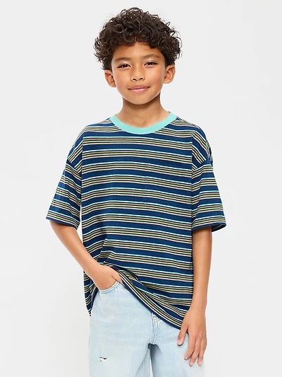 Oversized Short-Sleeve Striped T-Shirt for Boys