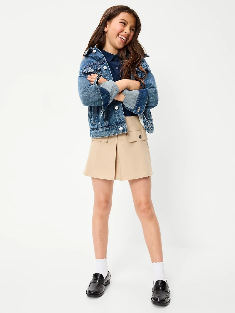 School Uniform Front-Pleated Twill Skort for Girls