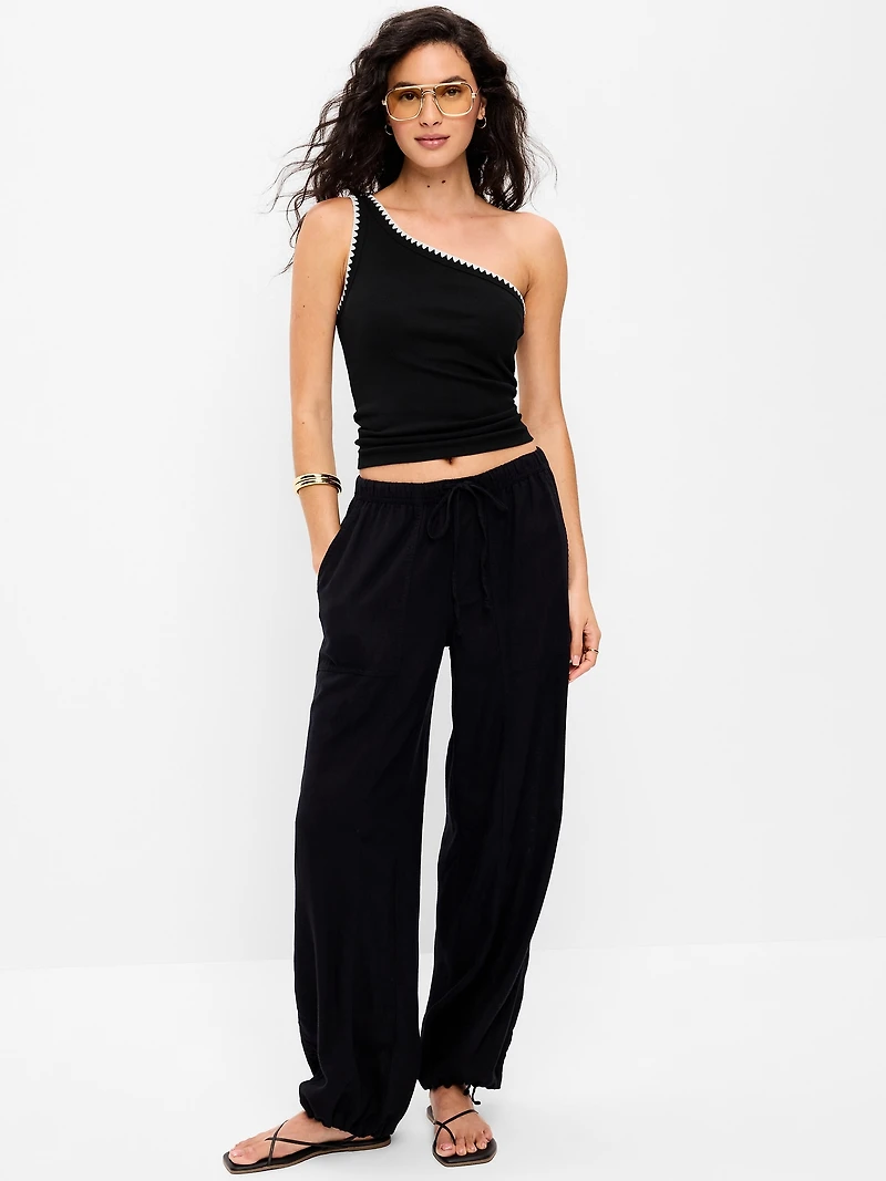 Ribbed One-Shoulder Tank Top