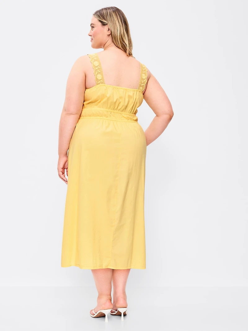 Fit & Flare Smocked-Waist Midi Dress
