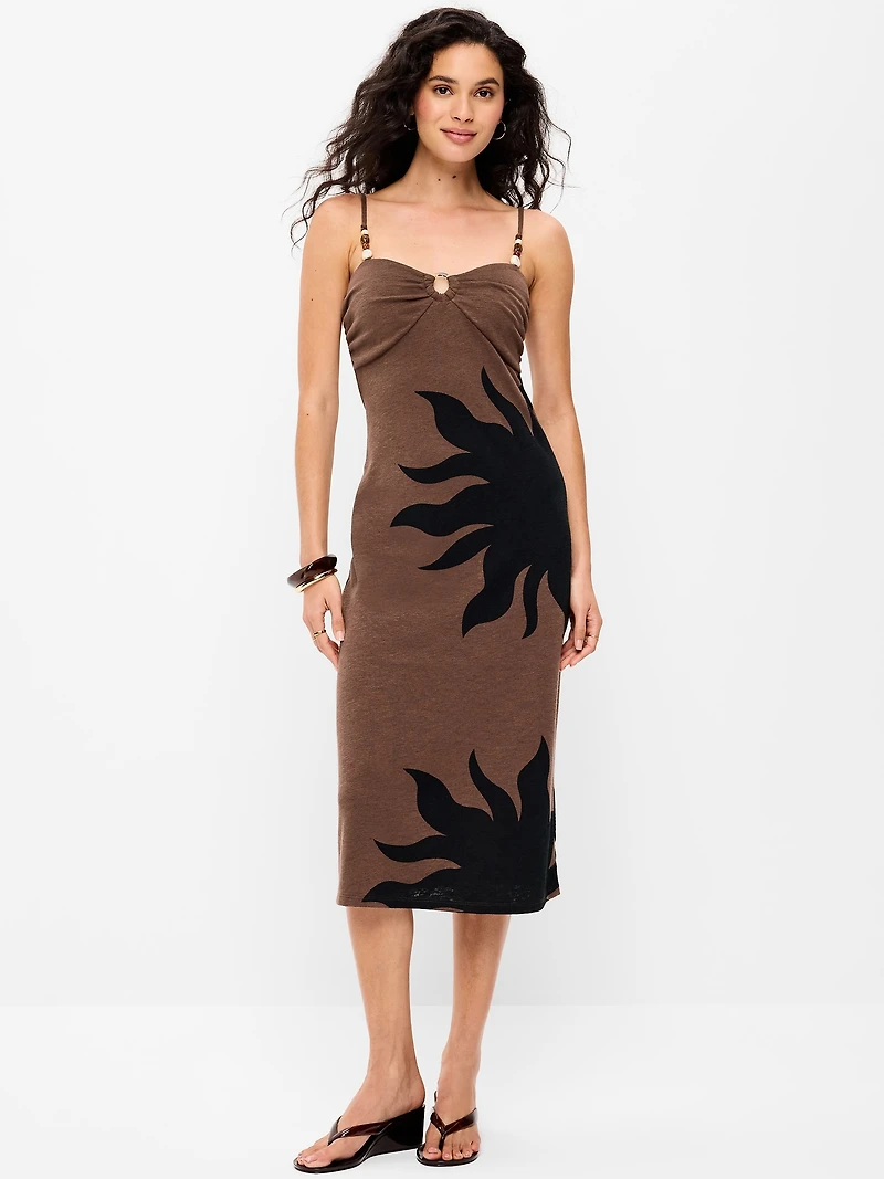 Beaded-Strap Beach Midi Dress