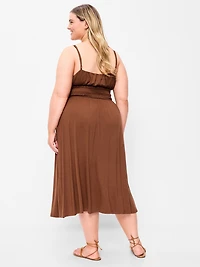 Fit & Flare Jersey Smocked-Waist Midi Dress