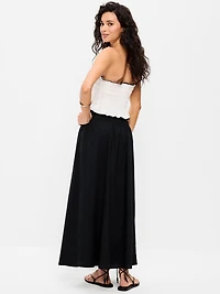 Twill Smocked-Waist Maxi Skirt