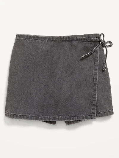 Wrap-Front Denim Skort for Girls
