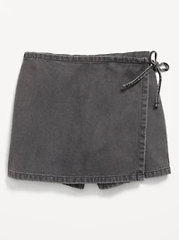 Wrap-Front Denim Skort for Girls