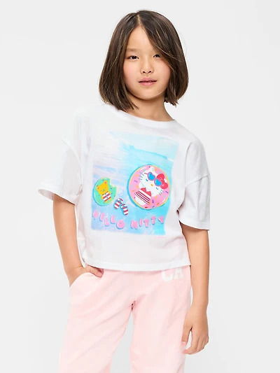 Hello Kitty® Oversized Graphic Cropped T-Shirt for Girls