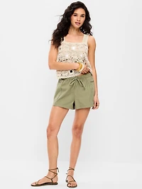 High-Waisted Pull-On Utility Shorts