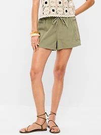 High-Waisted Pull-On Utility Shorts