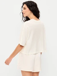 Crew-Neck Oversized Crop Graphic T-Shirt