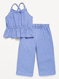 Printed Sleeveless Top and Pants Set for Toddler Girls