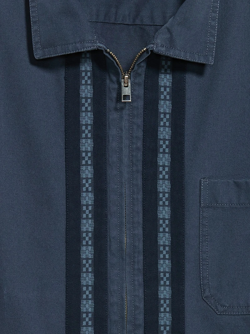 Loose Full-Zip Twill Workwear Shirt
