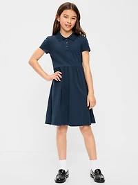 School Uniform Fit & Flare Pique Polo Dress for Girls