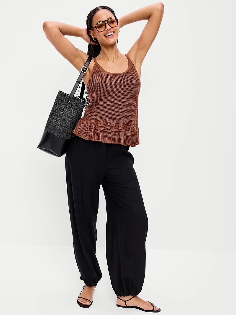 Metallic Peplum Tank Top