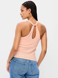 Ribbed Loop-Back Halter Top
