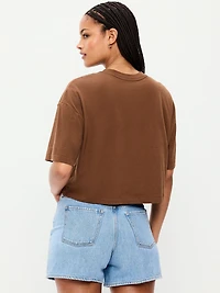 Crew-Neck Oversized Crop Graphic T-Shirt
