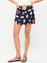 Linen-Blend Micro Skort