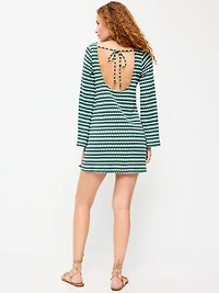 Pointelle Rib-Knit Cover-Up