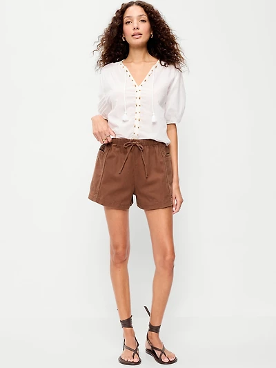 High-Waisted Pull-On Utility Shorts