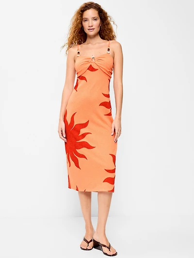 Beaded-Strap Beach Midi Dress