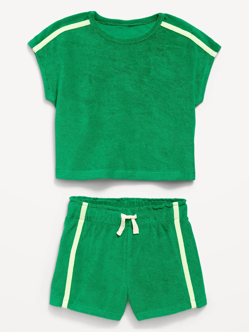 Short-Sleeve Terry Top and Shorts Set for Toddler Girls