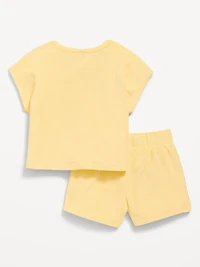 Short-Sleeve Terry Top and Shorts Set for Toddler Girls