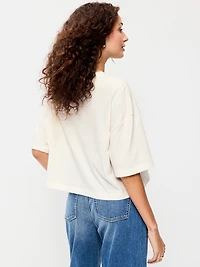 Crew-Neck Oversized Crop Graphic T-Shirt