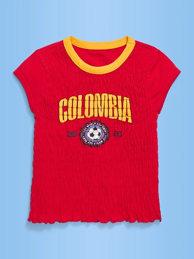 FIFA World Cup 26™ Colombia Smocked Graphic T-Shirt for Girls