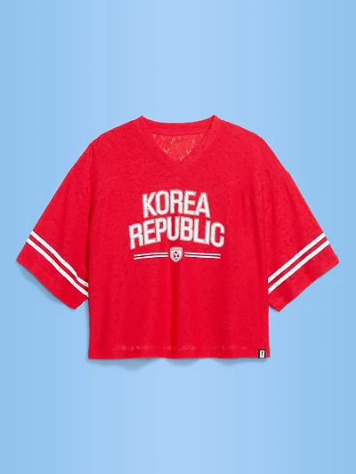 FIFA World Cup 26™ Korea Republic Boxy Lace V-Neck T-Shirt for Women