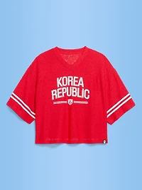 FIFA World Cup 26™ Korea Republic Boxy Lace V-Neck T-Shirt for Women