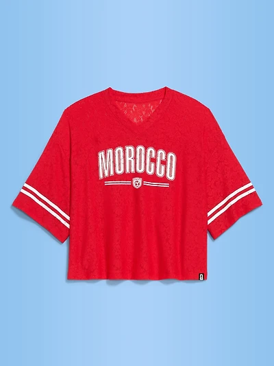 FIFA World Cup 26™ Morocco Boxy Lace V-Neck T-Shirt for Women