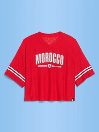 FIFA World Cup 26™ Morocco Boxy Lace V-Neck T-Shirt for Women