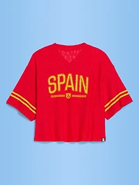 FIFA World Cup 26™ Spain Boxy Lace V-Neck T-Shirt for Women