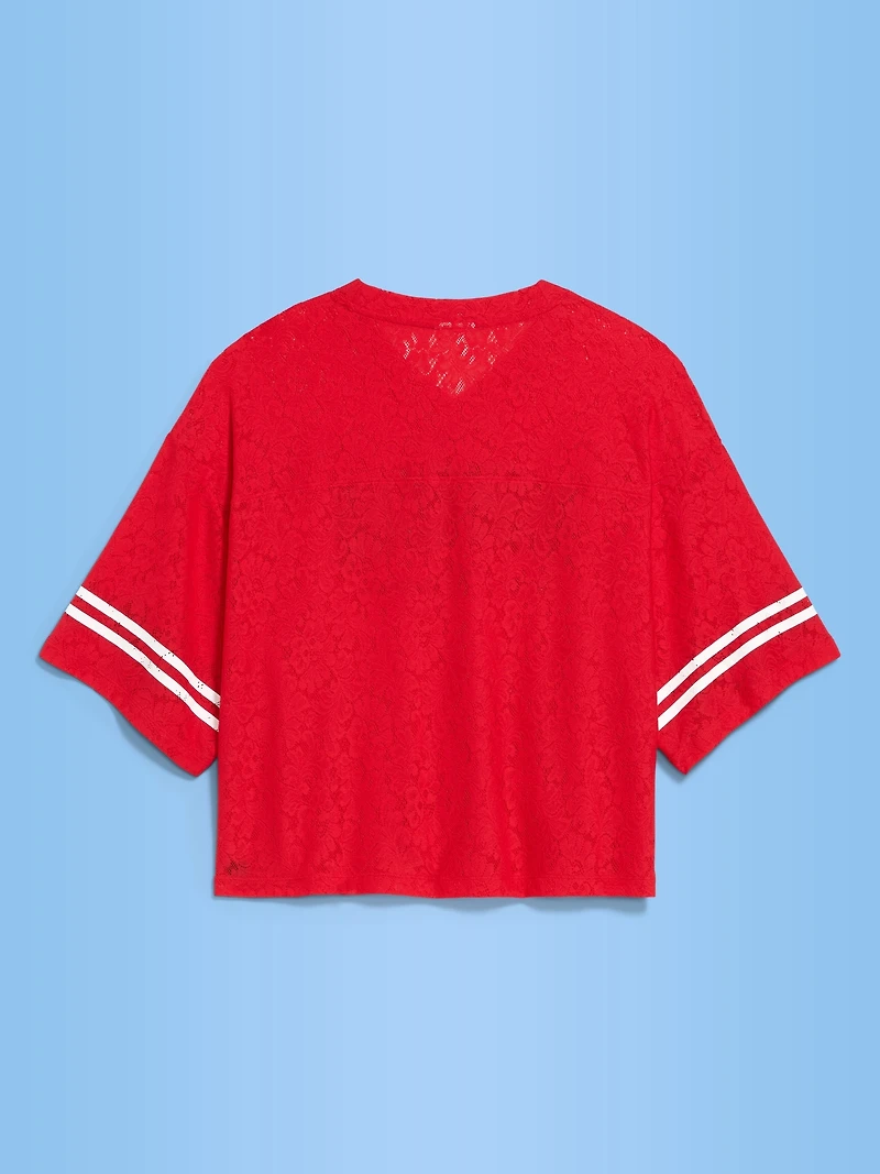 FIFA World Cup 26™ Morocco Boxy Lace V-Neck T-Shirt for Women