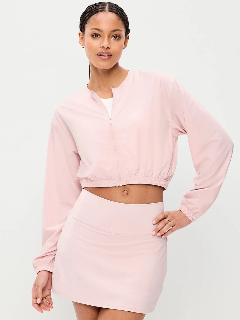 Zip-Front Cropped Tennis Jacket