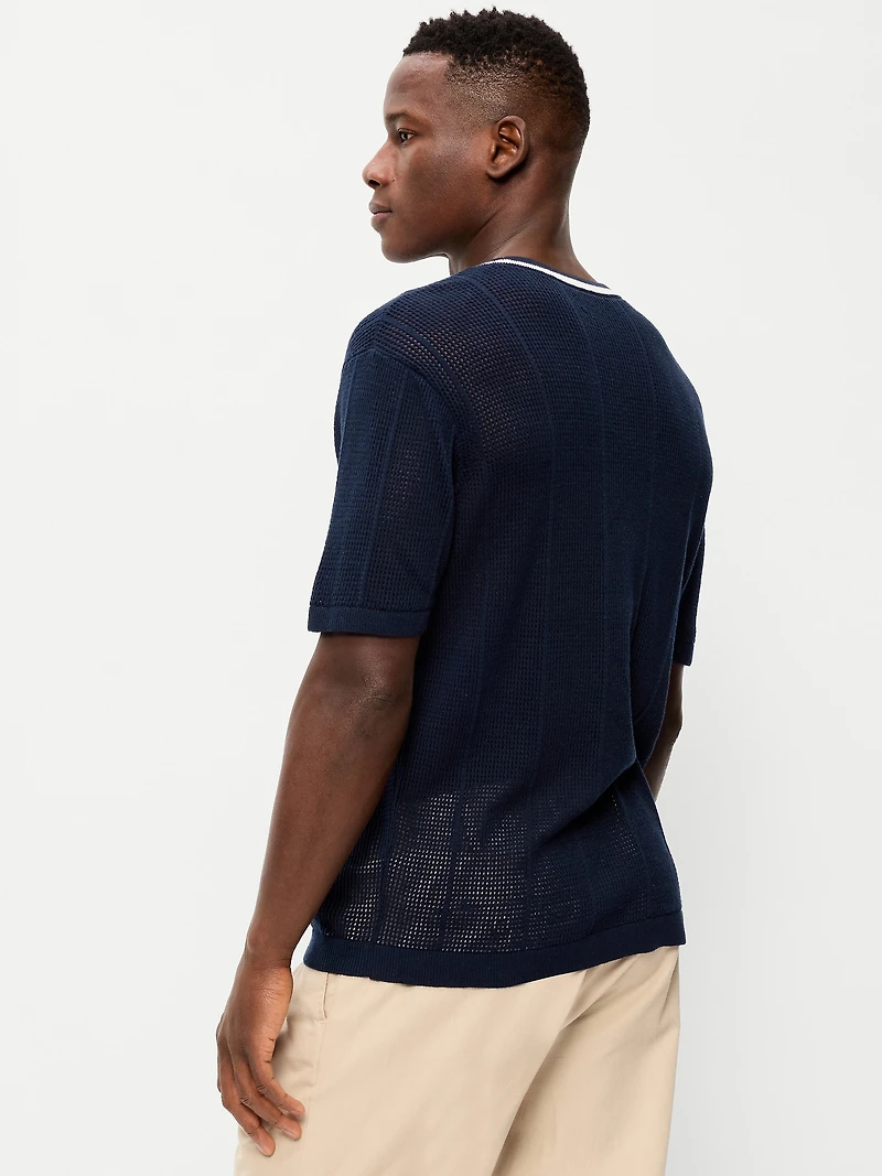 Relaxed Mesh-Knit T-Shirt