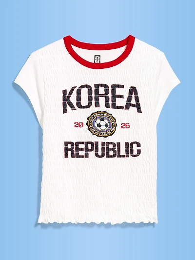 FIFA World Cup 26™ Korea Republic Smocked Graphic T-Shirt for Women