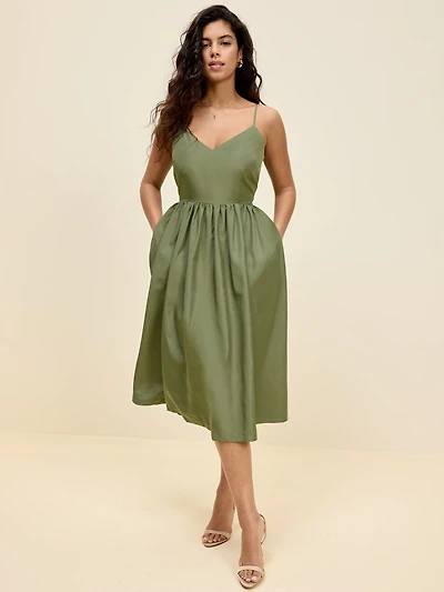 The Occasion by Old Navy Fit & Flare Sleeveless Taffeta Midi Dress