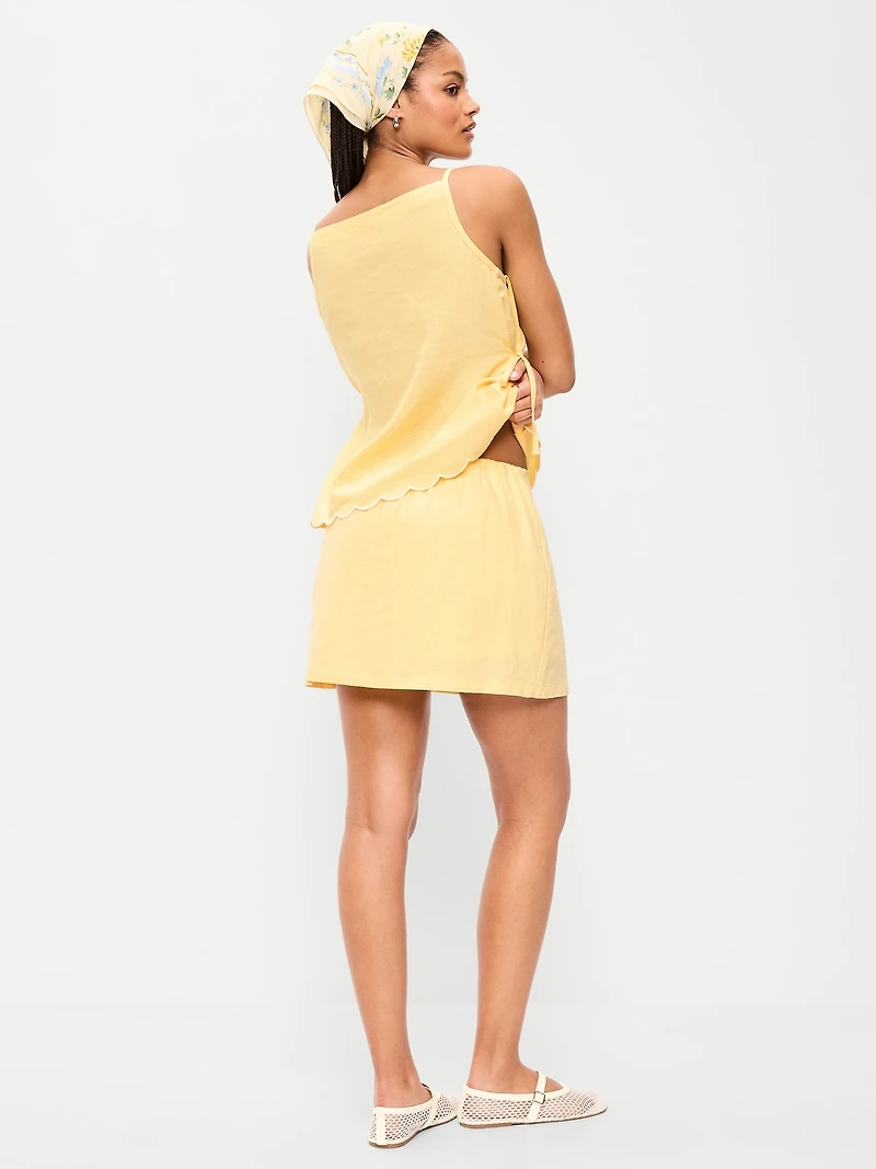 Linen-Blend Micro Skort