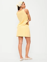 Linen-Blend Micro Skort