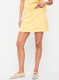 Linen-Blend Micro Skort
