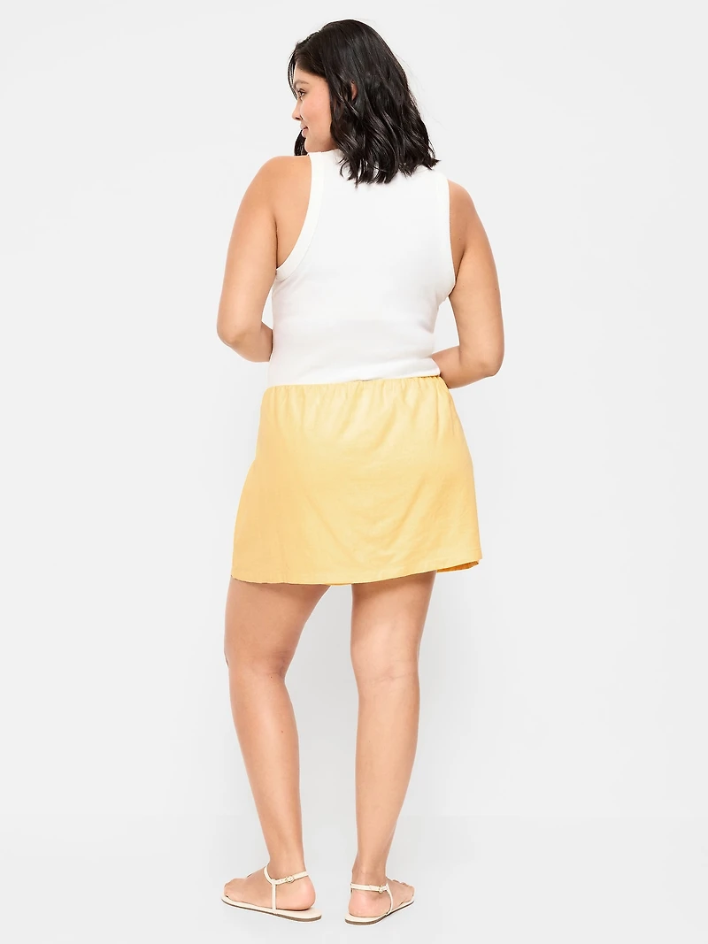 Linen-Blend Micro Skort